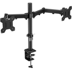 Supporto da tavolo per 2 monitor, Bontec, super flessibile, 13-32 pollici - 33-82 cm, girevole, altezza e inclinazione regolabile, 10 kg per braccio, nero