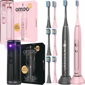 Set, 2 spazzolini elettrici, disinfettanti UV OMEO +365, nero, rosa