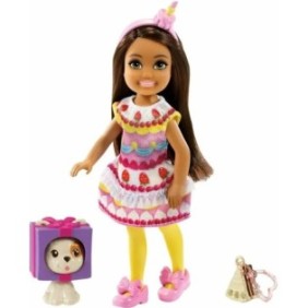 Set da gioco Barbie, costume da torta Chelsea, capelli castani, 15 cm