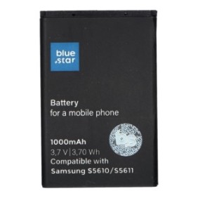 Batteria per Samsung S5610/S5611/L700/S3650 Corby/S5620/B34110 Delphi/S5260 Star II, Blue Star, 1000mAh, Nero