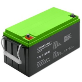 Batteria UPS, Qoltec, 12V, 150Ah, Grigio/Verde