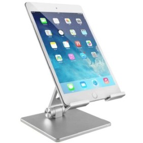 Supporto da tavolo per tablet, alluminio, angolo regolabile, pieghevole, argento, Rebiko