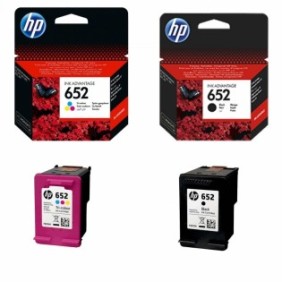Confezione di cartucce HP 652 - Set di cartucce originali OEM HP652, HP, contiene: 1 cartuccia nera F6V25AE + 1 cartuccia a colori F6V24AE