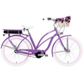 Bici elettrica da donna Wendy 3B, Embassy, ​​alluminio, 3 velocità, ruote da 26 pollici, viola, 24 kg