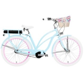 Bici elettrica da donna Cherry 7B, Embassy, ​​alluminio, 7 velocità, ruote da 26 pollici, blu, 24 kg