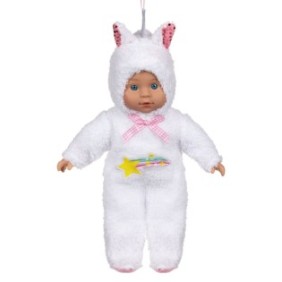 Bambola per bambina vestita da unicorno bianco, 34 cm