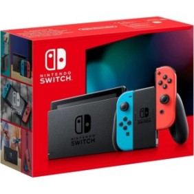 Console, Nintendo, Switch, Con un paio di Joy-Con blu neon e rossi