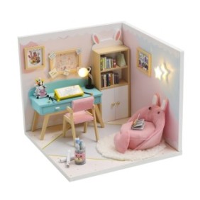 Modello di stanza in miniatura fai-da-te, sala studio
