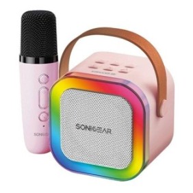 Set altoparlante/microfono portatile, Sonic Gear, Bluetooth 5.1, 70 dB, 2000 mAh, USB-C, illuminazione RGB, multicolore