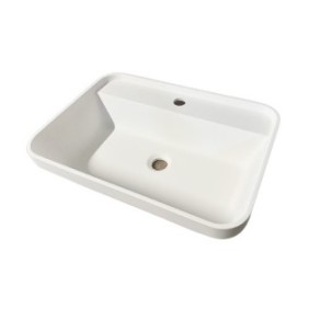 Lavabo da bagno in composito bianco lucido, installazione da appoggio, 550x390mm