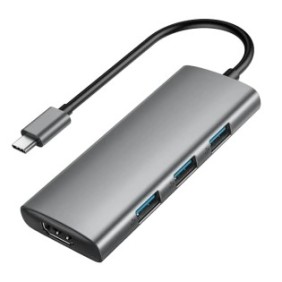 Hub USB-C 7 in 1 per iPad Pro/MacBook iSmart con 4K da USB-C a HDMI, 3 porte USB 3.0, lettore di schede SD/TF, alimentatore da 100 W