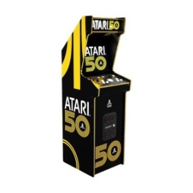 Console verticale 4 giochi ARCADE1UP, Atari 50th Anniversary Deluxe, H 154 cm, +50 giochi Atari 2600, classifiche Wi-Fi, illuminazione Marquee, display a colori 17 pollici, altoparlante esterno, adatta per sale giochi, multicolore