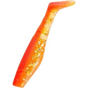 Set di 5 Shad KP Original Shad 5 cm, colore Arancione con glitter, per la pesca al persico, all'alosa o al luccio