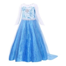Costume Elsa Frozen, 7-8 anni, 130 cm, Blu scuro