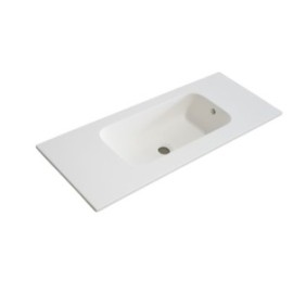 Lavabo da bagno in composito bianco lucido, installazione da appoggio, 905x355mm