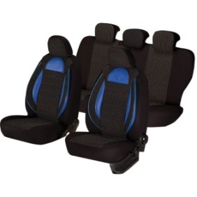 Set coprisedili per auto Smartic®, Racing, 11 pezzi, compatibile con airbag, pieghevole, 3 strati di materiale, nero/blu