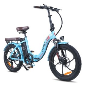 Bicicletta elettrica, Fafrees F20 PRO, pieghevole, Motori 250W, 18Ah, 25km/h, Shimano 7 velocità, Aluminio, Azzurro