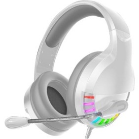 Cuffie over-ear bianche, YINDIAO Q2, per gaming, con luci rgb
