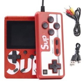 Mini console di gioco portatile Zola®, 400 giochi diversi, con batteria ricaricabile, rosso/bianco
