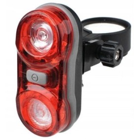 Luce posteriore per bicicletta, Prox Gemma, 2 LED, 0,5 W, 3 modalità di illuminazione, Nero/Rosso