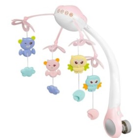 Giostrina musicale per lettino Teno®, Baby, telecomando, proiettore, musica e luci, giocattoli rimovibili, rosa
