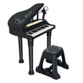 Pianoforte con 31 tasti, sedili e microfono, nero, 46x55x60 cm, +36 mesi