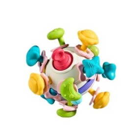 Giocattolo per bambini in silicone, motricità e dentizione senza BPA, 3 mesi+, multicolore, Edujucarii