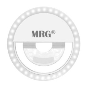 Torcia ad anello per selfie MRG M-429, ricaricabile, per telefono, bianca