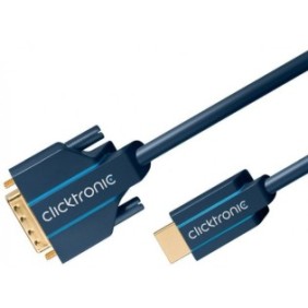 Cavo HDMI maschio - DVI-D maschio, 10M, Clicktronic, Blu, ICOC CLC-HDVI-100