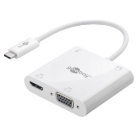 Adattatore, Goobay, USB tipo C/HDMI/VGA/PD, 12 cm, Bianco