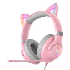 Cuffia da gaming Onikuma X30 RGB con orecchi di gatto, rosa