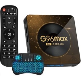 Smart TV box G96 max 2/16 GB android 13.0 Wifi 6 Ultra HD e tastiera I8 Farrot negro