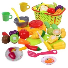 Set giochi per bambini cesto con frutta e verdura da taglio, Super Market, 20 pezzi VG1010 RCO®