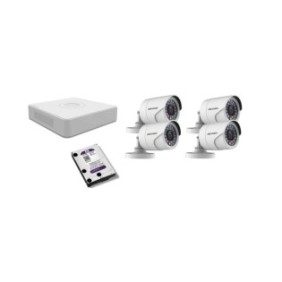 Kit di videosorveglianza Hikvision da 2 MP, con 4 telecamere da esterno/interno da 2 MP e HDD MK136 da 1 TB