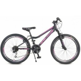 Bicicletta Byox, acciaio, 24 pollici, 16,5 kg, nero/rosa