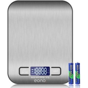 Bilancia alimentare, Eono, 5 kg, display LCD, Grigia