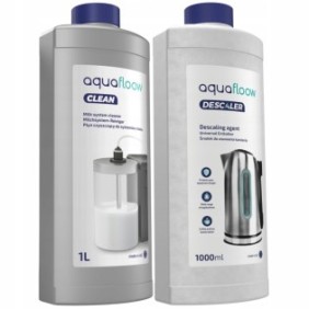 Set di 2 soluzioni per la pulizia del sistema del latte nella macchina da caffè, Aquafloow, 2l