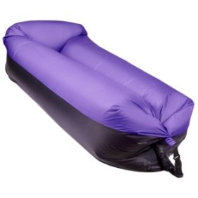 Materassino autogonfiabile tipo chaise longue "Lazy Bag", 185 x 70 cm, colore Nero-Viola, per il campeggio, la spiaggia o la piscina