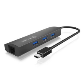 Hub, RaidSonic, IcyBox, 3 porte USB 3.0/Hub Gigabit-LAN