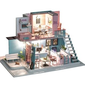 Modello di casa di montaggio Habarri, 30 x 22 x 19 cm, lampadine a LED, multicolore
