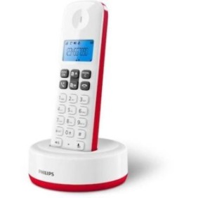 Telefono cordless, Philips, dispositivo acustico, bianco/rosso