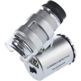 JENUOS® Microscopio portatile illuminato a LED, ingrandimento X60, per gioielli o esperimenti, torcia elettrica, argento