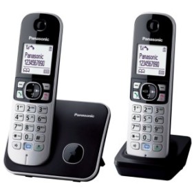 Telefono cordless DECT Panasonic con 2 ricevitori e segreteria telefonica, KX-TG6821FXB + KX-TGA681FXB