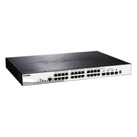 Switch, D-Link, DGS-1510-28XMP, 24x1000Mbps Poe + 4x10G SFP+ (PoE: 370 watt/24 porte/802.3at) Impilabile L3 Smart, Nero