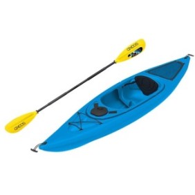 Pacchetto kayak per una persona, modello Sit In, colore blu, lunghezza 3,05 metri e pagaia inclusa