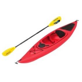 Pacchetto kayak per una persona, modello Sit In, rosso, lunghezza 3,05 metri e pagaia inclusa