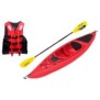 Pacchetto kayak per una persona, colore rosso, lunghezza 3,05 metri, pagaia da 220 cm e giubbotto salvagente inclusi