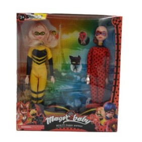 Set di bambole, maschere e accessori Queen Bee e Miraculous Ladybug, 29 cm