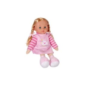 Bambola extra per bambine con le trecce, vestita con un abito rosa, 40 cm