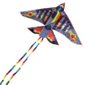 Aquilone in stoffa a forma di aeroplano colorato, 110x160 cm